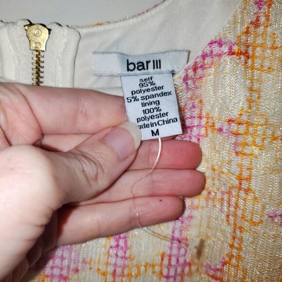 BAR III BERRY PURPLE YELLOW WHITE POLKA DOT BARBIECORE MESH DRESS SIZE MEDIUM - Picture 3 of 5